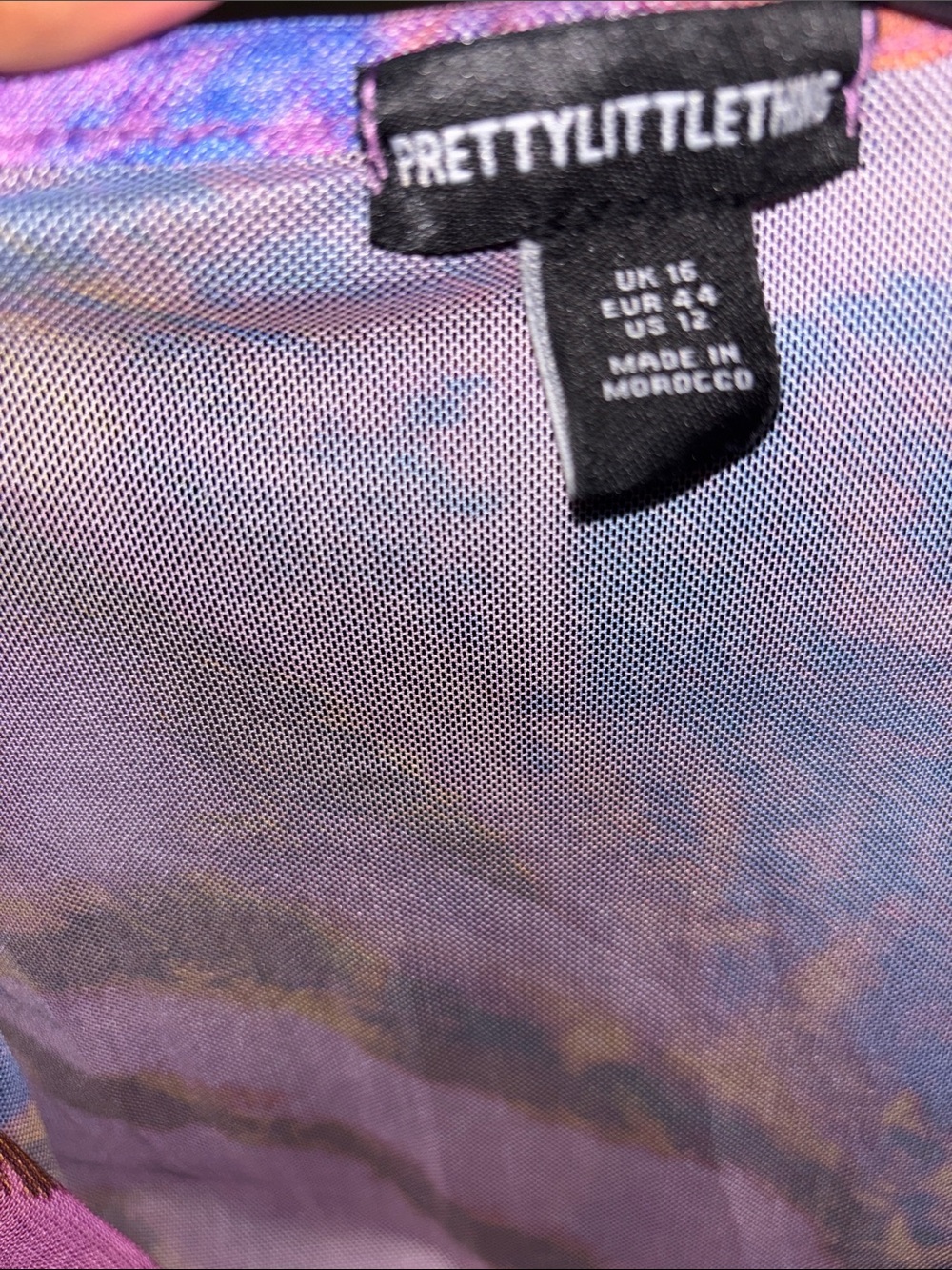 PrettyLittleThing Pink, Blue & Orange Abstract Plunge Swim Coverup Mini - Picture 4 of 4